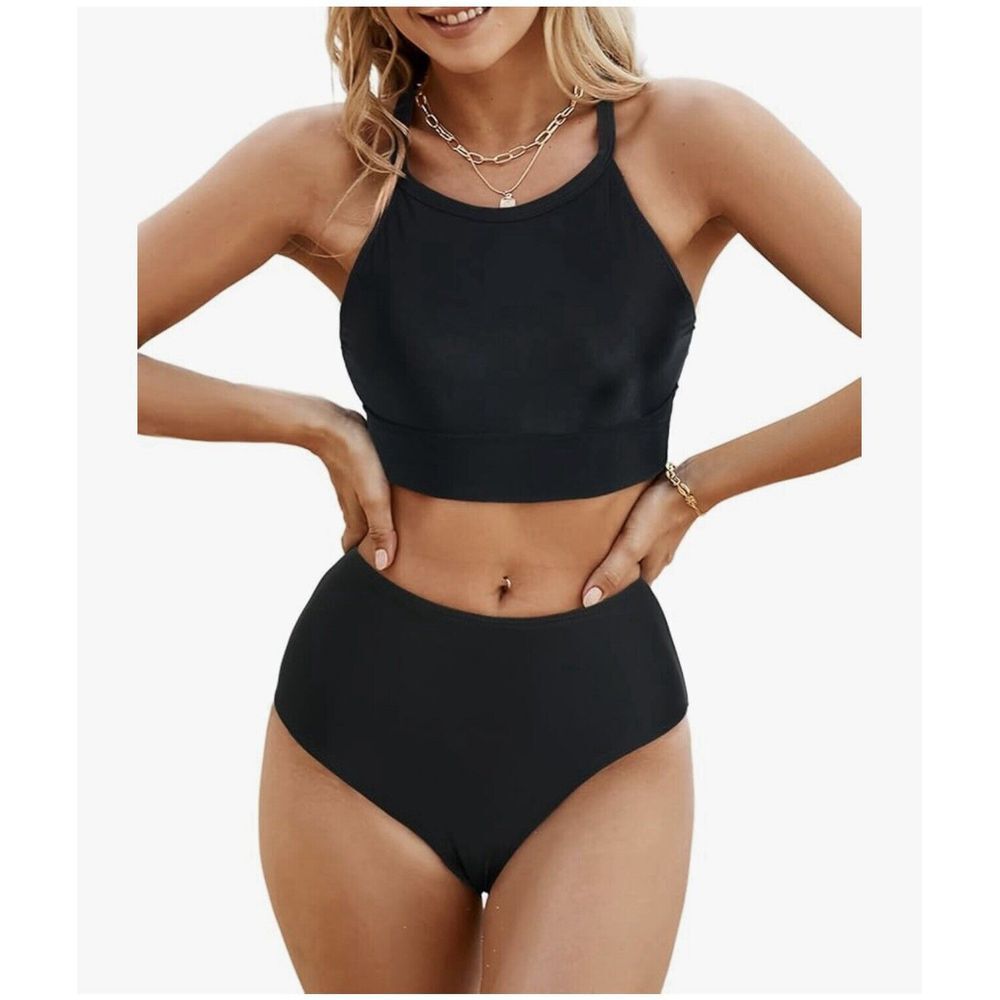 Herseas 2 Piece Size M Bikini Set‎ for Women Cute Color Black. A-904